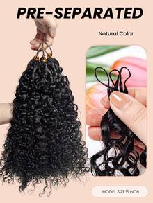 Boho Braids Burmese Curly Knotless Pre-Separated Crochet Hair Extensions 100% Human Hair Burmese Curly Feather Hair Boho Braid Feather Line Hair Braids Natural Color - Natural Black - View 3