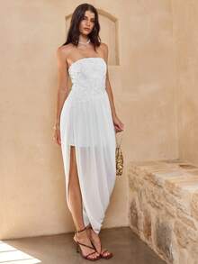 Enchnt 无肩带碎花连衣裙 - 白色 - 查看 4