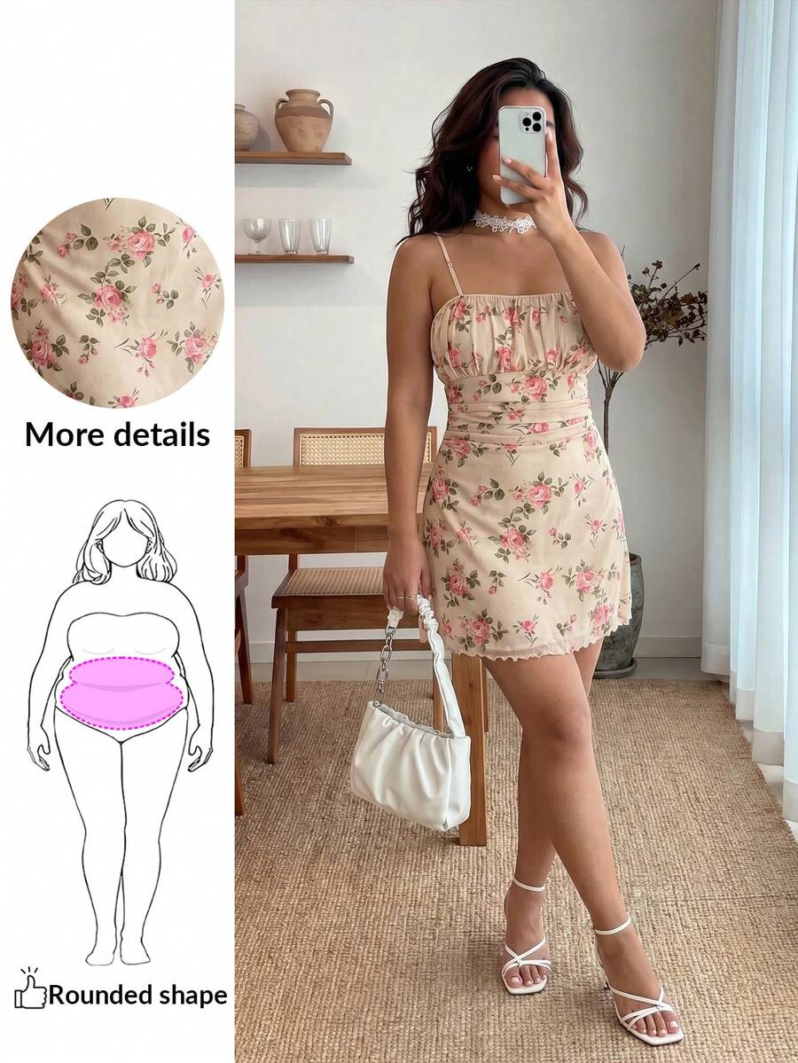 Enliva Váy ngắn chữ A dây mảnh họa tiết hoa lãng mạn cỡ lớn dành cho nữ, thích hợp cho tiệc tùng, hẹn hò, ngày lễ tình nhân, lễ Phục sinh, lễ hội hóa trang, du ngoạn trên bãi biển, trà chiều, váy thời trang xuân/hè, váy corset - Nhiều màu - Xem 1