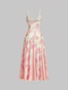 SHEIN MOD Đầm in hoa dành cho nữ, kiểu dáng thời trang mùa hè. - Màu Hồng baby - Xem 2