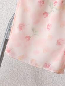 Souflis Souflis 女婴花卉刺绣雪纺蝴蝶结装饰无袖上衣和短裤两件套，甜美活泼，适合夏季 - 粉色 - 查看 4