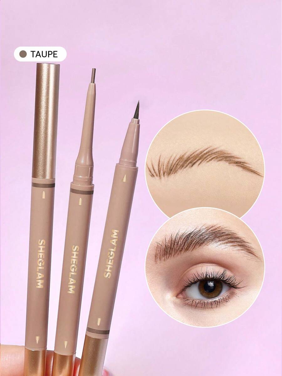 SHEGLAM Brows On Demand 2-In-1 Brow Pencil-Taupe Waterproof Liquid Eyebrow Pen Sweat-Proof Anti-Oil Brow Filling Outlining Eyebrow Cream Gel Makeup Brow Pomade Brand Beauty Makeup Face Paint Cosmetic For Women Girls Perfect For Spring Summer Ideal For Y2K Fancy Fashion Suitable For Birthday Mother'S Day Gift Rave Party Ready Best Color - Taupe - View 1