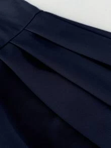 Elenzga 大码女式优雅纯色高弹力面料吊带裹身系带连衣裙，腰部系带，褶裥腰身，大码裙摆，百搭设计，适合派对、音乐节、休闲、度假、约会、情人节等场合。 - 藏蓝色 - 查看 5