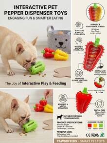 PETSIN 1 Quả bóng nhỏ hình giọt tiêu bằng chất liệu TPR, đồ chơi cho chó gặm, bàn chải đánh răng, đồ chơi đánh hơi cho thú cưng, đồ chơi giúp chó tự giải trí và thư giãn. - Nhiều màu - Xem 3