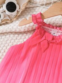 SHEIN Elladie kids Đầm không tay xếp ly màu hồng ombre cho bé gái, có nơ trang trí, thích hợp cho kỳ nghỉ, dạo phố, mặc hàng ngày và tạo nên vẻ ngoài thời trang, thanh lịch. - Hồng - Xem 9