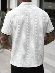 Manfinity Homme Men's Fashionable Casual Retro Short Sleeve Polo Shirt, Essential For Daily Outings, Great Gift For Family And Friends,Football, World Cup - White - View 2