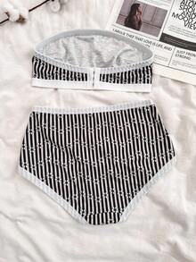 Napfluff Bộ 2 áo ngực quây thoải mái và thanh lịch - Đen và trắng - Xem 2