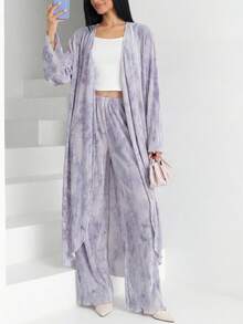 Bộ 2 món gồm áo dài tay in họa tiết toàn thân và quần cạp chun cho nữ. - Nhiều màu - Xem 6