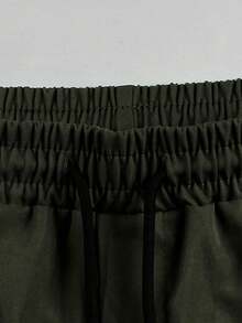 Manfinity Homme Men's Solid Color Casual Pants, Minimalist Fashion Pants Suitable For Summer Streetwear, Fall - Army Green - View 3