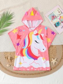 Baby Girls & Toddler Unicorn Print Swimsuit Cover Up, Sun Protection Outfit For Beach/Vacation - Multicolor - View 4