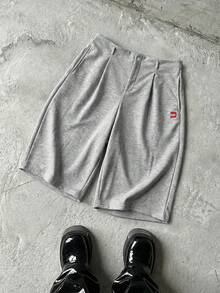 NEON BLANC Men's Casual Versatile 3D Embroidered Shorts, Summer - Light Grey - View 1