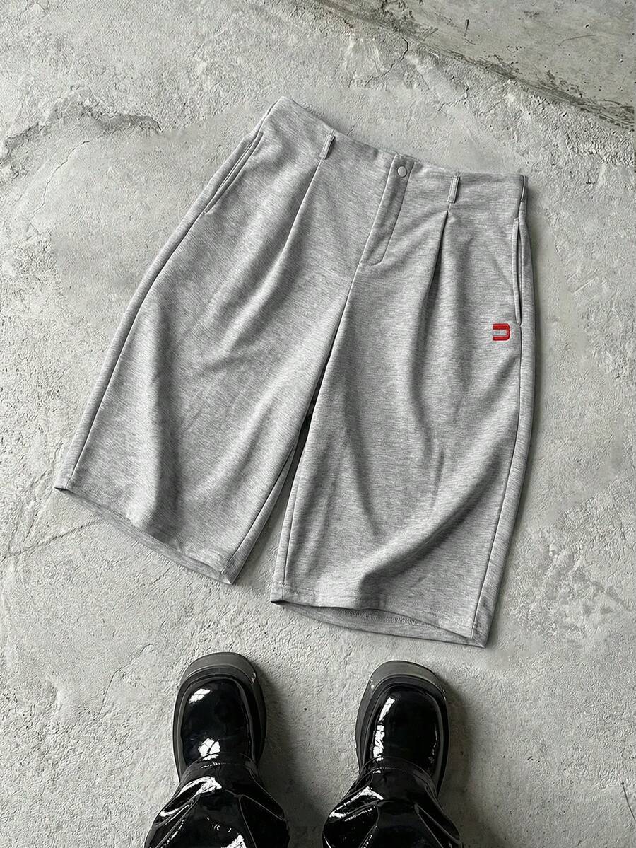 NEON BLANC Men's Casual Versatile 3D Embroidered Shorts, Summer - Light Grey - View 1