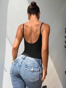 SHEIN SXY 女士夏季露背加垫连体衣 - 黑色 - 查看 2