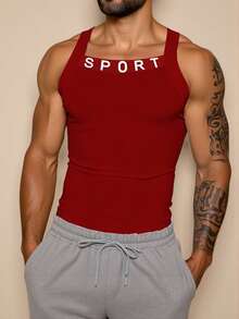 GymBeat Men's Sports Tank Top, Outdoor Running Workout Casual, Gym - White - View 3