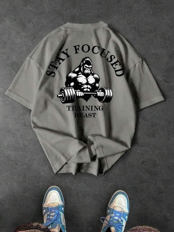 Sport MetroGents 男士极简印花圆领短袖运动T恤