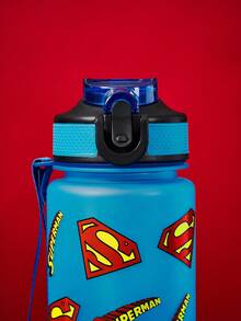 SUPERMAN X SHEIN 1000 Ml Water Bottle With Silicone Straw And Leak-Proof Cover, Suitable For Travel, Sightseeing And School Use, Plastic Material. - Baby Blue - View 5