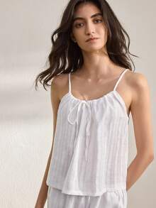 Ocili Quần short dáng rộng thoải mái bằng cotton mềm mại, kiểu bohemian, có dây rút, thích hợp cho mùa thu, dành cho nữ. - trắng - Xem 3