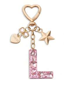 Llavero con letra linda, llavero rosa con diamante, llavero colgante de letra mayúscula de resina con lámina, llavero elegante, regalo para mujer, decoración de billetera, Día del Padre, Día de la Madre, regalo de cumpleaños, regalo festivo de Acción de Gracias y Navidad. - Polvo de diamante - Ver 20