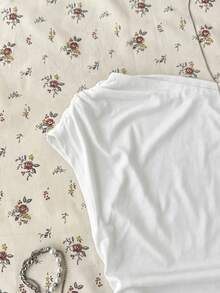 SHEIN Attitoon 95%纯棉白色衬衫，适合夏季穿着 - 白色 - 查看 2