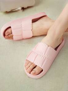 适合夏季万圣节的女士纯色软底家居拖鞋 - 粉色 - 查看 2