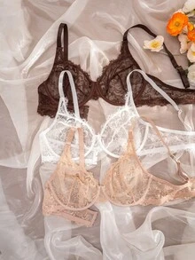 3pcs/Set Women's Lace Underwire Comfortable Plus Size Bras - Multicolor - View 7