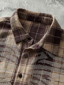 NEON BLANC Men's Plaid Short Sleeve Shirt With Rhinestone Decor - Black - View 3