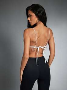 Denimoi Top de tirantes finos con espalda descubierta para mujer, ideal para el verano - Café integral - Ver 2