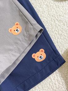 SHEIN Playful Pals Quần short in hình gấu, kiểu dáng thường ngày, đa năng cho bé trai, thích hợp mặc hàng ngày. - Nhiều màu - Xem 7