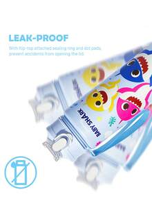 BABY SHARK X SHEIN Botella de agua de 750 ml / 25 oz con pajita de silicona y tapa a prueba de derrames, adecuada para viajes, turismo y uso escolar - Celeste - Ver 4