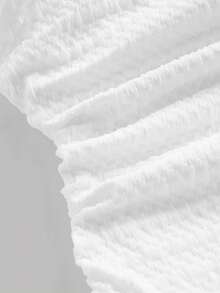 SHEIN Teen Girl White Summer Elegant Matching Family Vacation Outfit, Solid Color Ruched Ruffle Hem Tube Dress For Birthday Graduation Holiday - White - View 4