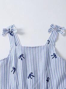 Tween Girls Back To School Summer Striped Ruffle Tank Collar - Blue - View 7