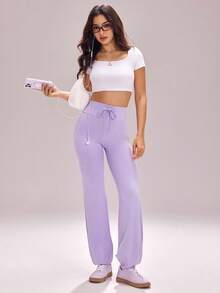 Dewbera 女士紫色高腰运动裤 - 紫色 - 查看 6