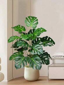 1 pieza Árbol artificial de bambú de ratán de 38CM, 60CM, 75CM con hojas de palma de plástico verde para decoración del hogar, jardín, cocina, oficina, boda, fiesta, interior y exterior, regalo - Verde - Ver 1