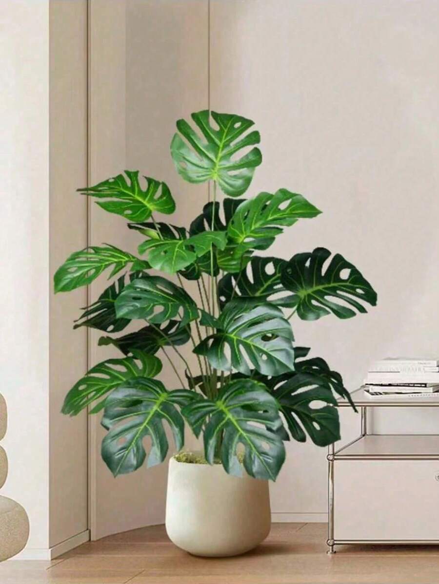 1 pieza Árbol artificial de bambú de ratán de 38CM, 60CM, 75CM con hojas de palma de plástico verde para decoración del hogar, jardín, cocina, oficina, boda, fiesta, interior y exterior, regalo - Verde - Ver 1