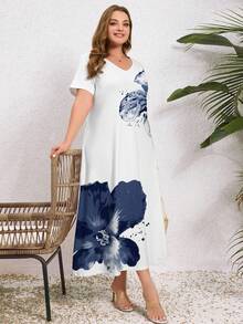SHEIN VCAY Đầm hoa dáng rộng, thoải mái, thích hợp cho mùa hè. - Nhiều màu - Xem 6