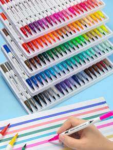 1PC Dual Tip Brush Marker Pen Fine Tip And Soft Brush Tip Art Markers For Adult Kids Coloring Hand Lettering Journaling Calligraphy Drawing Painting School Supplies With Vibrant Ink Ergonomic Grip Portable Case - various - View 4
