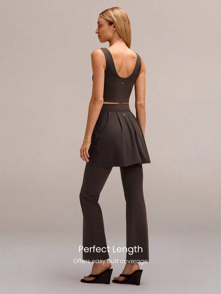 FeatherFit™- Ribbed Effortless Flow Layering Skirt Yoga Pilates Barre Gym Studio Daily Casual Wear