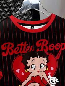 Betty Boop x SHEIN SHEIN Attitoon 女士休闲简约圆领短袖宽松T恤 - 彩色 - 查看 5