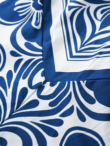 Eryvara 女士印花连体裤，配金属扣，适合度假 - 藍色 - 查看 6