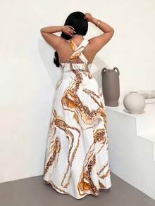 Maweii Plus Size Sleeveless Casual Vacation Fashionable Printed Chic Dress - Multicolor - View 3