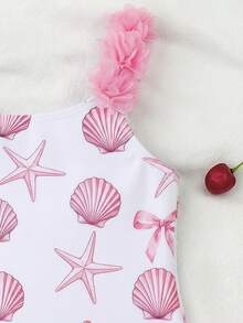 Emery Rose Kids Emery Rose Kids Young Girl Striped Bow Floral One-Piece Swimsuit - Pink - View 4