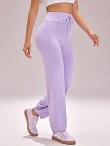 Dewbera 女士紫色高腰运动裤 - 紫色 - 查看 5
