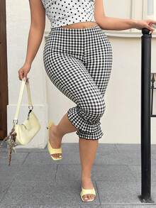 GalTyme Quần legging lửng 7/8 kẻ caro dáng ôm dành cho nữ cỡ lớn, đa năng, thích hợp mặc hàng ngày. - Nhiều màu - Xem 6