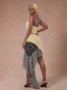 Modviera Gonna a-line con stampa digitale a patchwork a quadri per donna - Multicolore - Visualizzare 3