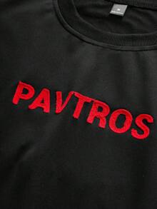 PAVTROS Brand 男士黑色夏季寬鬆街頭風城市度假 T-shirt，逼真鏈條刺繡，舒適日常，情人節禮物，1件 - 黑色 - 查看 7
