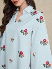 Al Najma Áo dài kiểu Thổ Nhĩ Kỳ dành cho nữ & Áo choàng dài truyền thống Ả Rập, Kaftan & Jalabiya - Màu xanh bạc hà - Xem 4