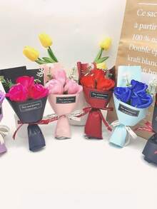 人造玫瑰花束手工皂装饰品，持久留香，适用于家居、浴室、办公室装饰，是馈赠佳品。 - 藍色 - 查看 10