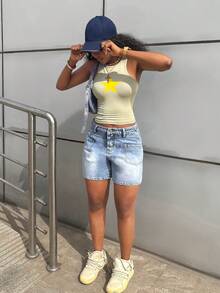 StreetHx Shorts vaqueros versátiles y casuales de moda para mujer, de verano - Lavado ligero - Ver 2