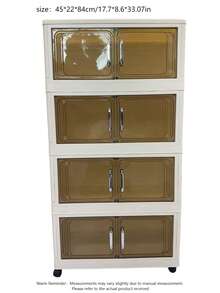 1PC 45/60CM Foldable Storage Cabinet, 1-5 Tier Double Door Storage Organizer, Thickened Plastic Wheeled Storage Cabinet, Living Room Toy & Snack Multi-Layer Cabinet, Clothes Storage Cabinet, Home Dust-Proof Shelving, Home Storage Rack, Storage Box, Plastic Container, Oil Bottle, Kitchen Storage Supplies, Cup Rack, 1 Oil Bottle, Spoon Rack, Kitchen Storage Rack - Multicolor - View 14