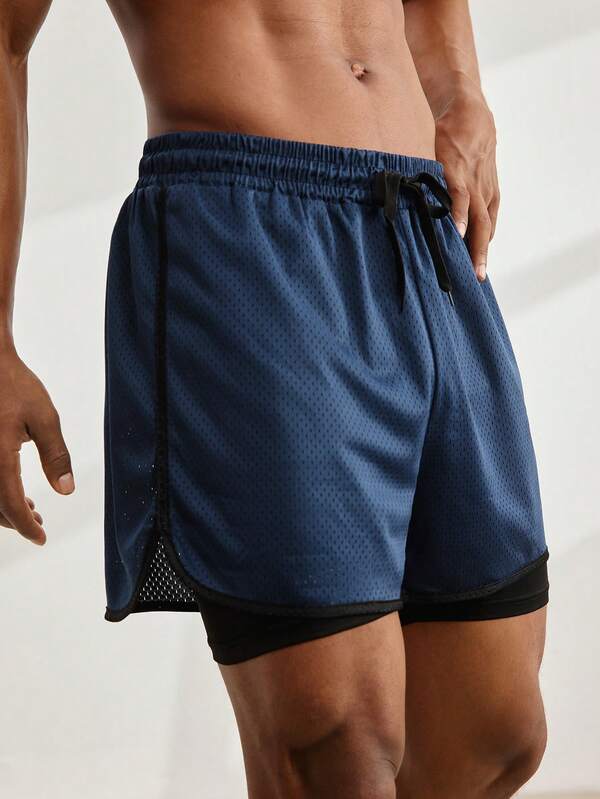 Driftmere 2-In-1 Men's Gym Shorts, Breathable Quick-Dry Printed Workout Shorts For Outdoor Running & Fitness, Suitable For Spring/Summer